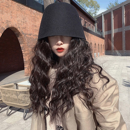 High Quality Wool Fisherman Hat Solid Color Bucket Hats Retro Bell-shaped Basin Cap For Woman Autumn Winter Warm Sun Visors Caps