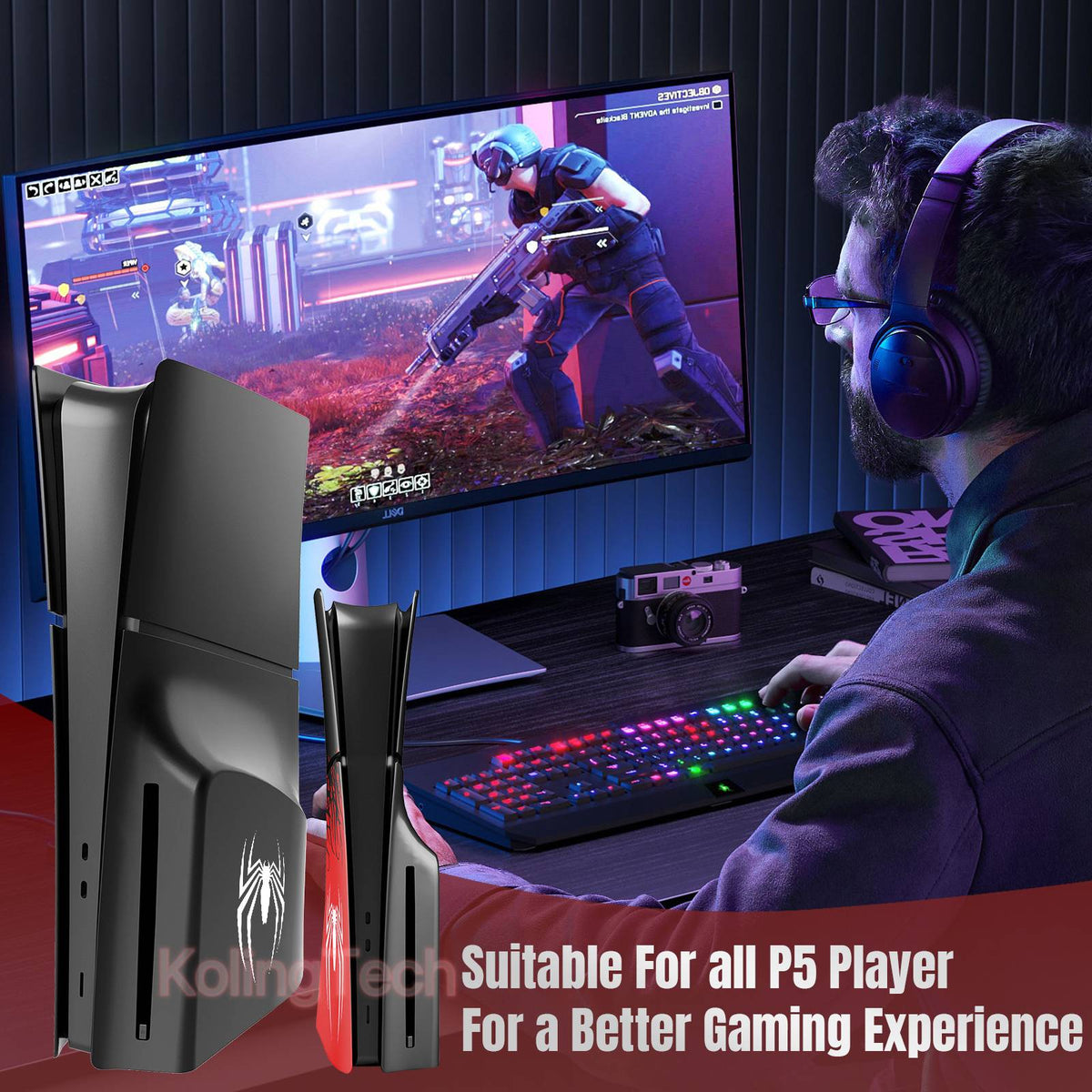New Custom Separated Dustproof Side Panels Spider Faceplate for PS5 Slim Console Cover Plates Accessories for Playstation 5 Slim