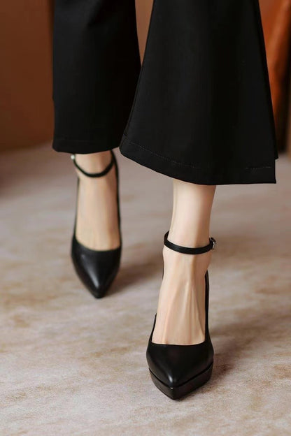 BCEBYL Spring and Autumn Casual Fashion Pointed Toe Elegant Sexy Comfortable Buckle Banquet Wedding Stiletto Heel