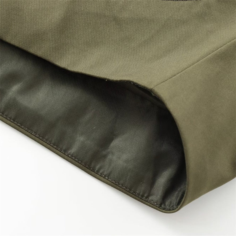 Autumn new European and American style hooded long sleeved lapel jacket single breasted trench coat short jacket