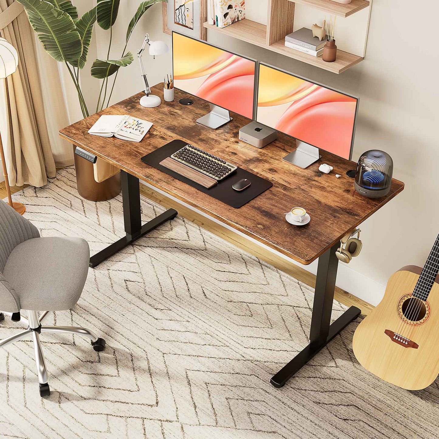 JHK Electric Standing Desk Height Adjustable 55x24 Inch Computer Desk Workstation Ergonomic Work Table for Home Office