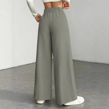 High Waist Striped Wide Leg Pants Commute Versatile Casual Long Trousers New 2025 Women's Fashion Cross-Border Clothing