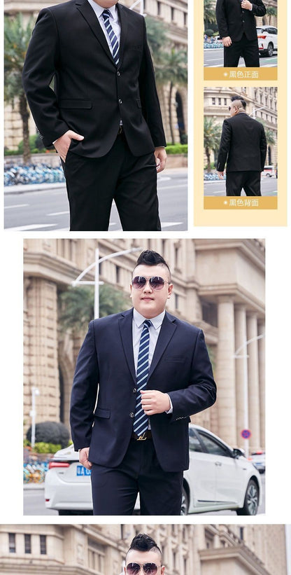 Fat Brother Big Size Pants Men's Suits Formal Business Dress Fashion Leisure Occupation 2 Piece Set Blazer Wedding Jackets S-9XL