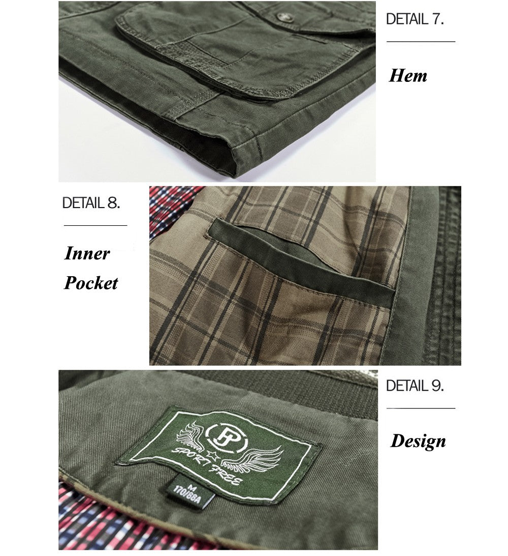 Autumn Men's Military Jacket Casual Man Stand Collar Cotton Business Coats Men Multi-pocket Windbreaker Jackets Clothing 7XL