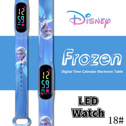 Disney Frozen Digital Kids' Watches Anime Figures LED Luminous Watch Touch Waterproof Electronic Sports Watch Kids Birthday Gift