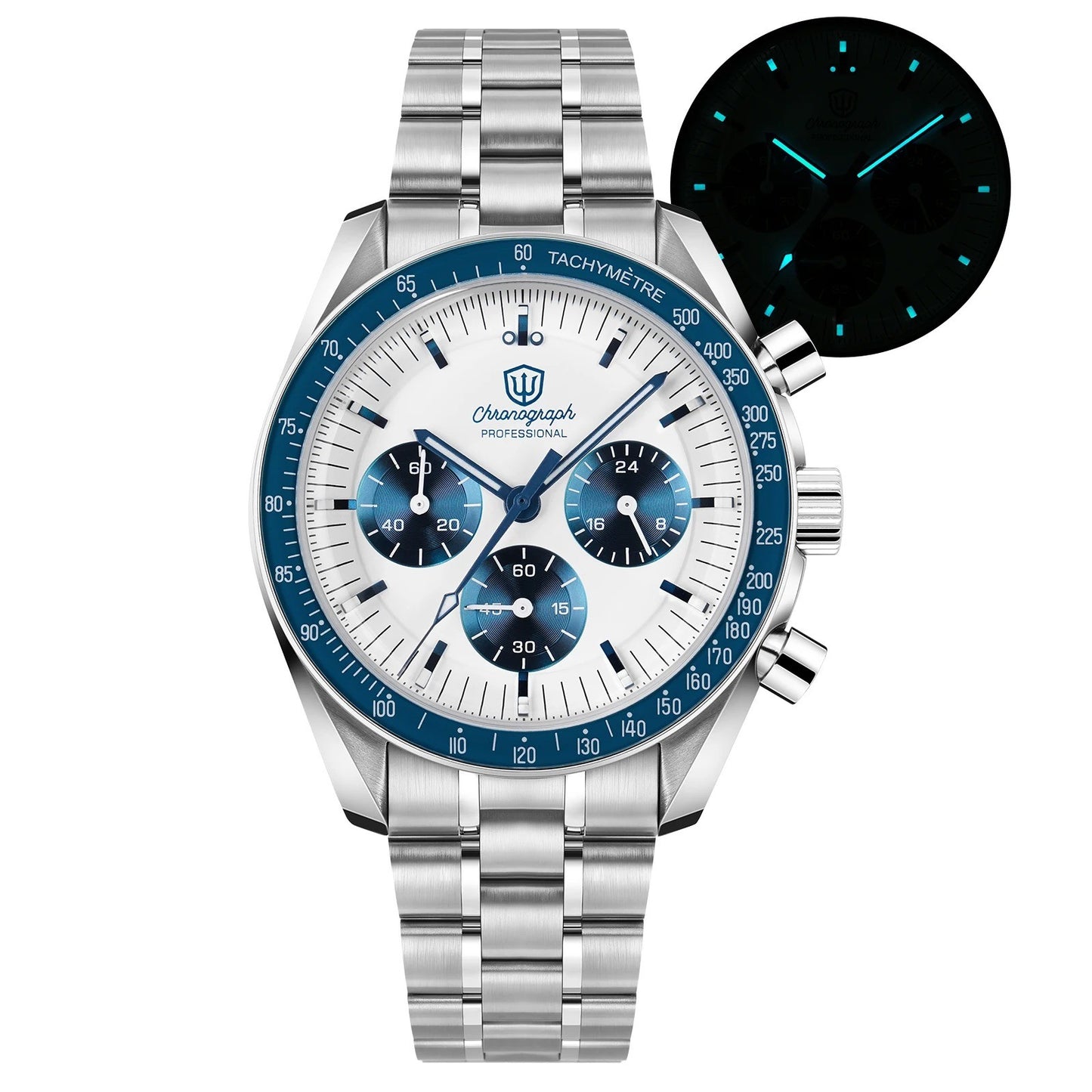 Watchdives WD1863 Mechanical Quartz Watches Black Spaces VK63 Chronograph Sports Watches Man Bubble Sapphire Waterproof Watch