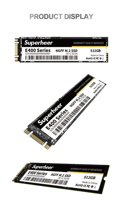 SSD SUPERHEER M.2 SATA 512 GB SATA3 Solid State Drive 256 GB 128 GB 1 TB 2 TB 2280 mm NGFF Disco Rígido para Notebook