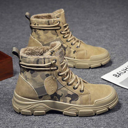 Estilo novo 2025, moderno, na moda, botas de algodão, quentes, resistentes ao desgaste, confortáveis, simples