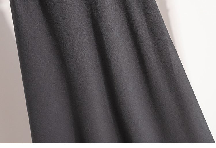 A-Line Mini Skirt High Waist Mid Length Skirts Women's Slimming Black Autumn Elastic Waist Design Solid Color Versatile Skirt