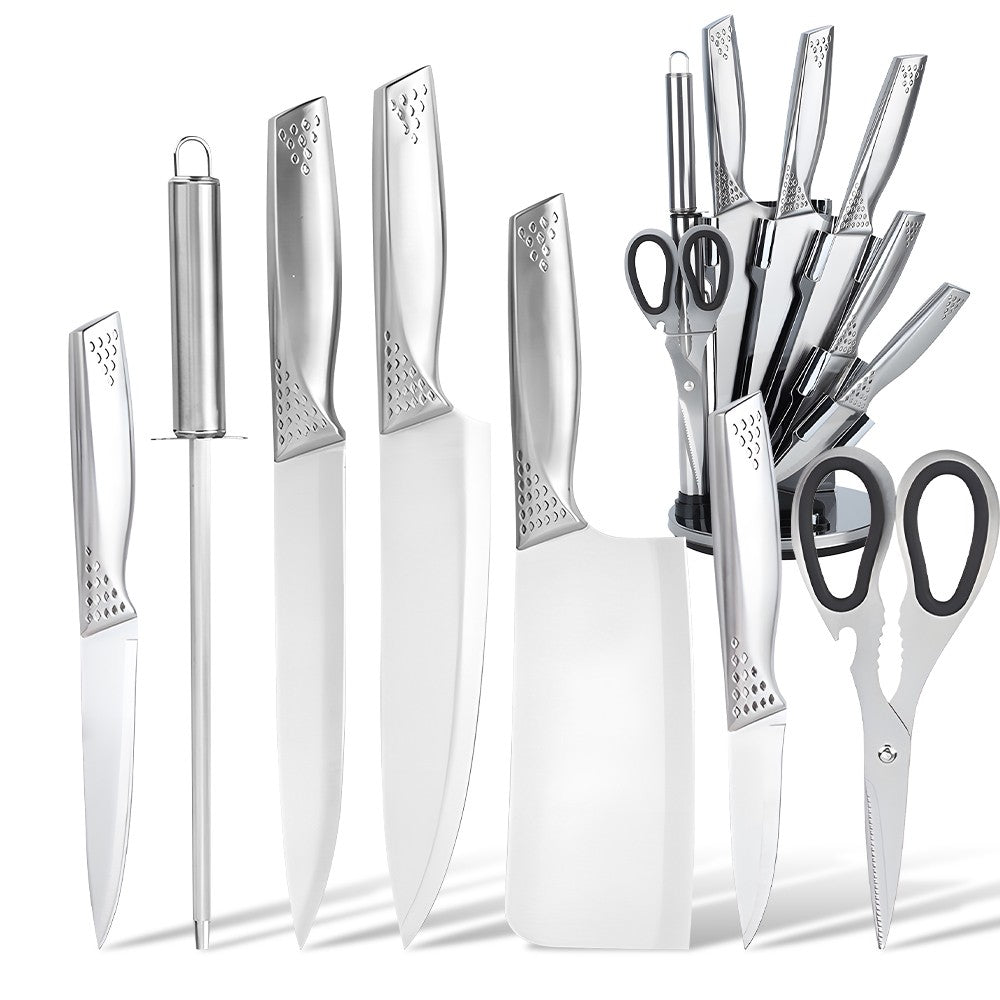 8pcs Kitchen Knives Set 3CR13 Stainless Steel Chef's Knife Meat Cleaver with Block for Kitchen Fruit and Vegetable Cutting Knife