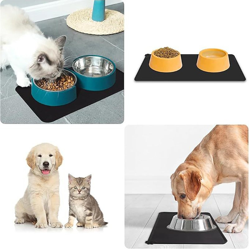Tapete de Silicone Antiderrapante para Comida de Animais de Estimação Tapete Impermeável para Tigela de Cães Gatos Comedouro de Água Antiderramamento Proteção de Chão de Inverno