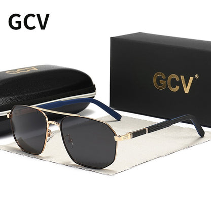 GCV 2025 Óculos de Sol Polarizados Clássicos Masculinos Modelo Piloto Quadrado Armação de Metal Óculos de Sol Masculinos para Dirigir Óculos UV Bloqueador Luxo