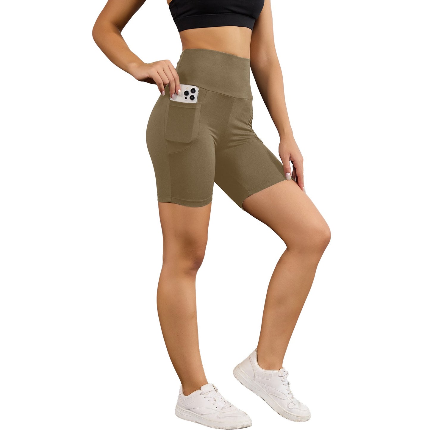 High Waisted Biker Shorts For Women With Pockets Super Soft No See Through Workout Running Yoga Athletic Push Up Gym