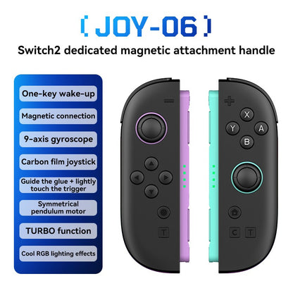 JOY-06 Wireless Game Controller For Switch 2 Magnetic Bluetooth Gamepad with 9-Axis Gyroscope RGB Light Wake-up For NS2 Joycons