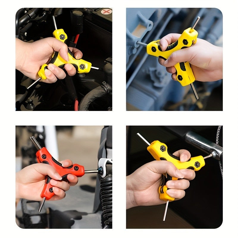 Chave Estrela Hexagonal Dobrável Aço Cr-V Ferramenta Portátil Chave de Fenda Kit Chave Hexagonal Dobrável Métrica Vermelho Amarelo