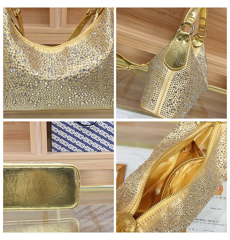 Women Evening Bag 2025 New Shiny Rhinestone Women's Shoulder Bag Fashion Luxury Dinner Party Handbag Female Crossbody Bags