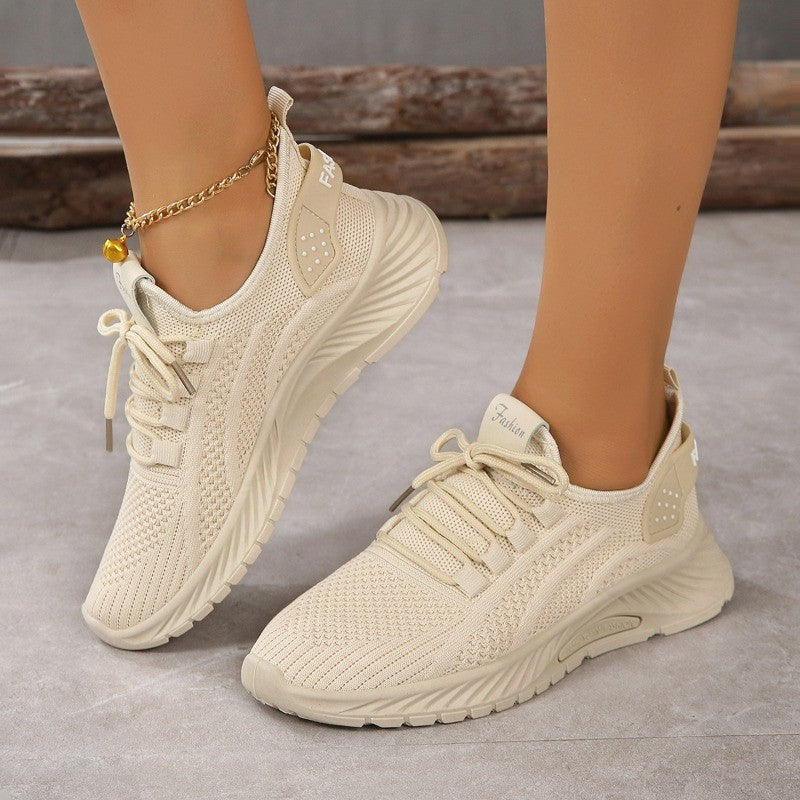 Designer Women Casual Sneakers Sports Shoes Fashion Brand Lace Up Loafers Female Knitted Mesh Breathable Shoes for Women