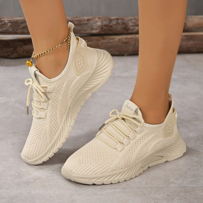 Designer Women Casual Sneakers Sports Shoes Fashion Brand Lace Up Loafers Female Knitted Mesh Breathable Shoes for Women