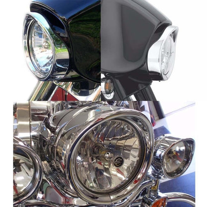 Motorcycle Headlight Trim For Harley Touring Road King Electra Glide Softail FLD/FLH Parts 7" Ring Bezel Visor 4.5" Led Fog Lamp