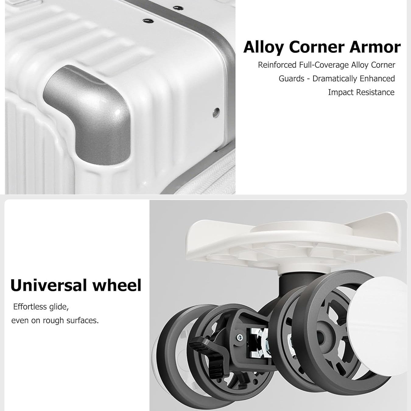 Tri-Zone Access Opening Suitcase Aluminum Frame PC Material Travel Case with Spinner Wheels Cup Holder TSA Lock Rolling Luggage