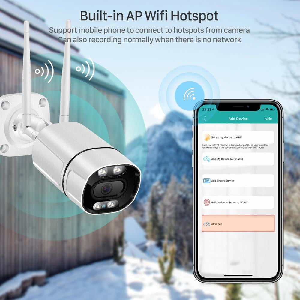 BESDER 5MP Outdoor WiFi IP Camera with AI Human Detection Wireless 1080P HD Color Night Vision Security CCTV Camera