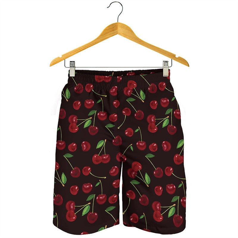 Fashion Cherry 3D Printed Beach Shorts Men Clothes Cartoon Fruits Pattern Swim Trunks Summer Streetwear Oversized Short Pants