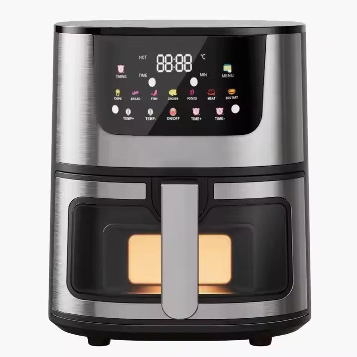Fritadeira de ar inteligente de tela sensível ao toque, grande capacidade de 15L, aço inoxidável, multifuncional digital comercial