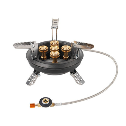 BRS-201A Five-core Fire Stove, Cassette Butane Liquefaction Portable High-power Gas Stove with Electronic Igniter Split Cooktops