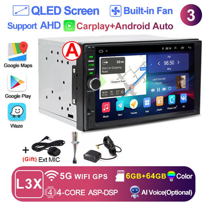 LEHX Universal 7inch 2Din Car Radio Android 15 Car Multimedia Carplay Autoradio Stereo For toyota Nissan Jeep Hyundai Kia VW