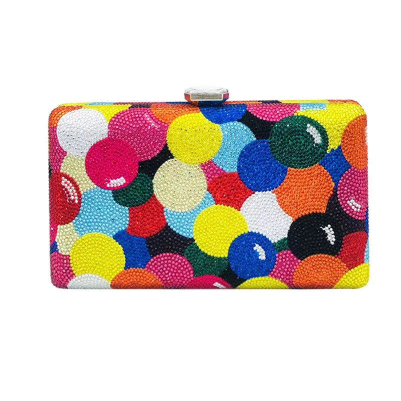 Designer Multicolored Diamond Evening Clutch Bags Women’s Rainbow Crystal Rhinestone Wedding Banquet Handbag Femal Party Purse