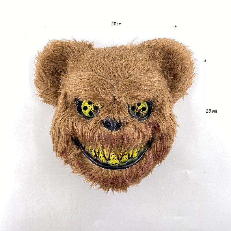 Novelty LED Bloody Furry Bunny Rabbit Bear Mask Realistic Scary Horror Killer Adult Masquerade Cosplay Costume Accessory