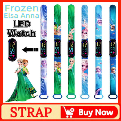 Disney Frozen Digital Kids' Watches Anime Figures LED Luminous Watch Touch Waterproof Electronic Sports Watch Kids Birthday Gift