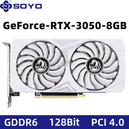 Placas de Vídeo SOYO RTX 3050 8G GDDR6 GPU NVIDIA Componentes para PC PCI Express X16 4.0 Placa de Vídeo para Jogos RTX3050 Nova
