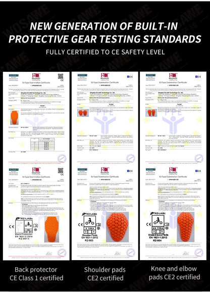 WOSAWE Women Motorcycle Jacket and Pants Set with Removable Pads Soft Protective Gear CE Certified Safety Moto Racing Clothes