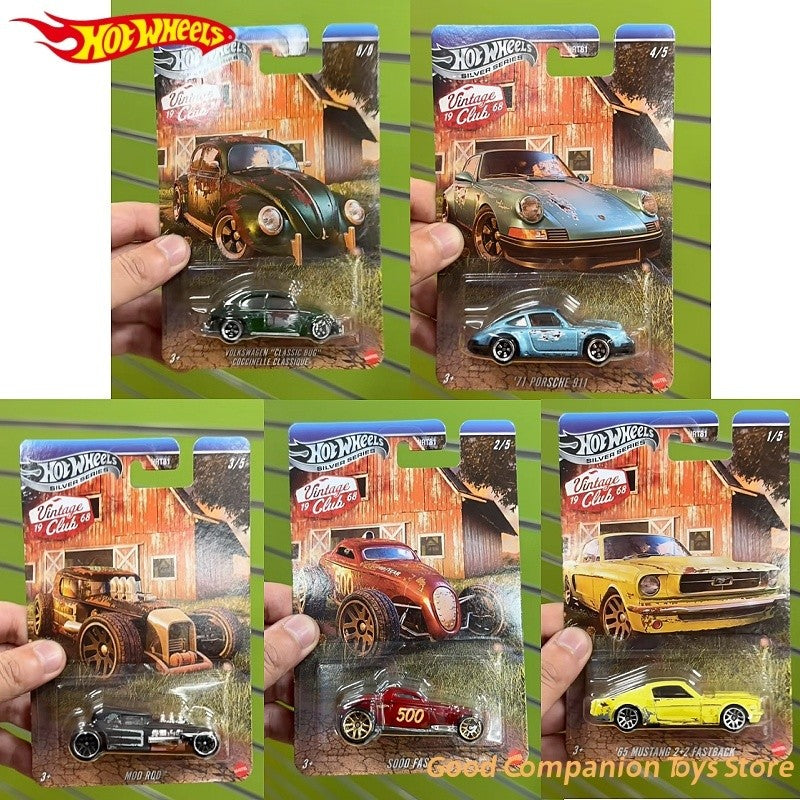 Original Hot Wheels Classic Club Mustang Porsche 911 Volkswagen Beetle Retro Alloy Car HRT81 Silver Label Die-Cast Car Model