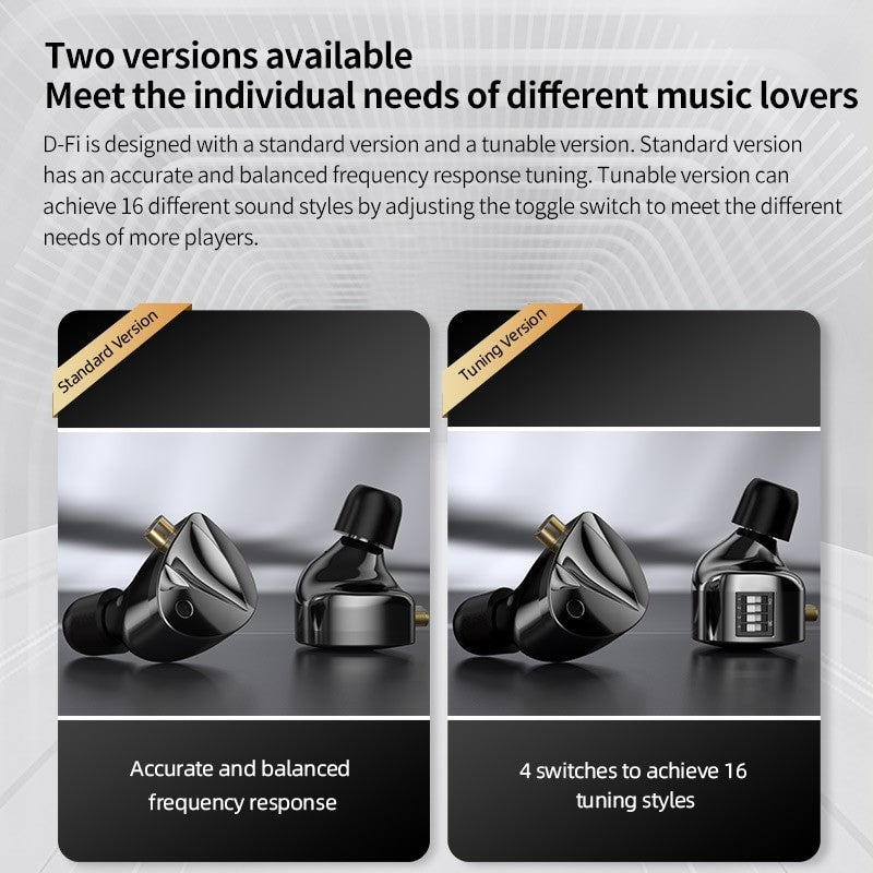 Fones de ouvido KZ D-Fi Fones de ouvido HIFI Bass Monitor 4 Níveis Chave de Afinação Fone de Ouvido Esportivo Estéreo com Redução de Ruído