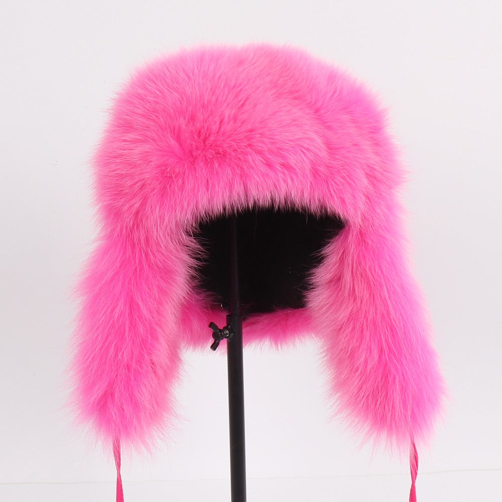 2025 Novo Chapéu Feminino Ushanka Russo de Pele de Raposa Natural Inverno Grosso Quente Orelhas Moda Chapéu Bomber Senhora Gorro Genuíno de Pele de Raposa Real