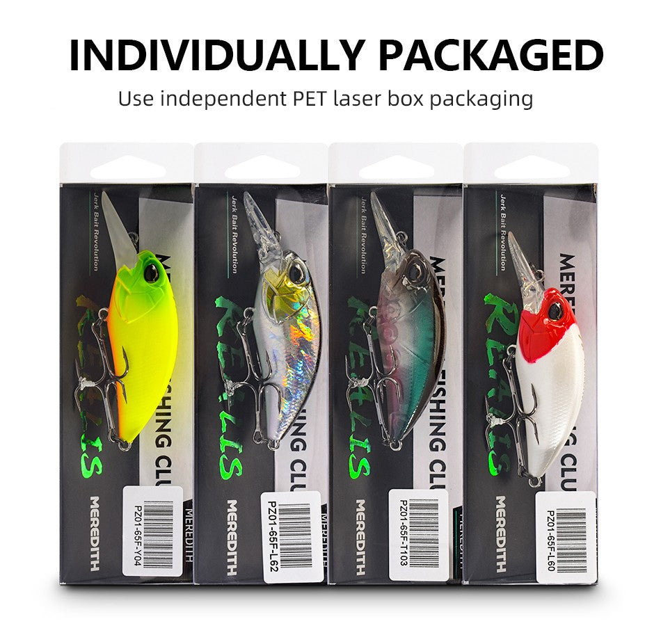 MEREDITH 6.5cm 14g JERK CRANK Wobblers Crank Fishing Lure Artificial Minnow Jerkbait Floating Hrad Lure For Trout Fishing Bait