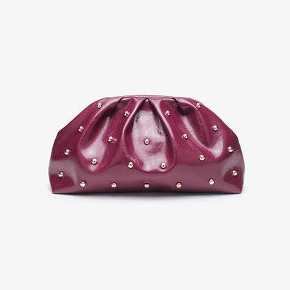 2025 Large Capacity Folded Cloud Clutches Women's Handbag Fashion Simple Multifunctional Clasp Bag Mushroom Nail Dinner Bag