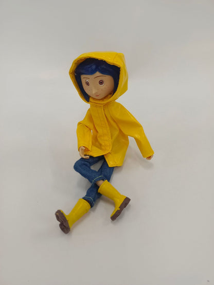 Neca Anime Coraline Doll Articulated Anime Figure Raincoat Sweater In Striped Shirt Toy La Girl Decoration Model Bithday Gifts