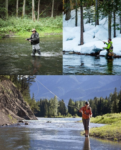 Vara de Pesca de Flycasting Multinó #5-6, 7-Seções/8-Seções Fibra de Carbono para Viagem