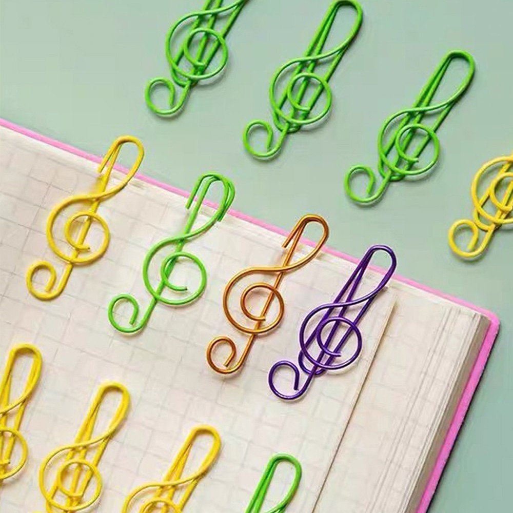 20/40/50Pcs Metal Paper Clips Cat Dog Musical Notes Assorted Color Paperclips Bookmark Teacher Students Office Supplies