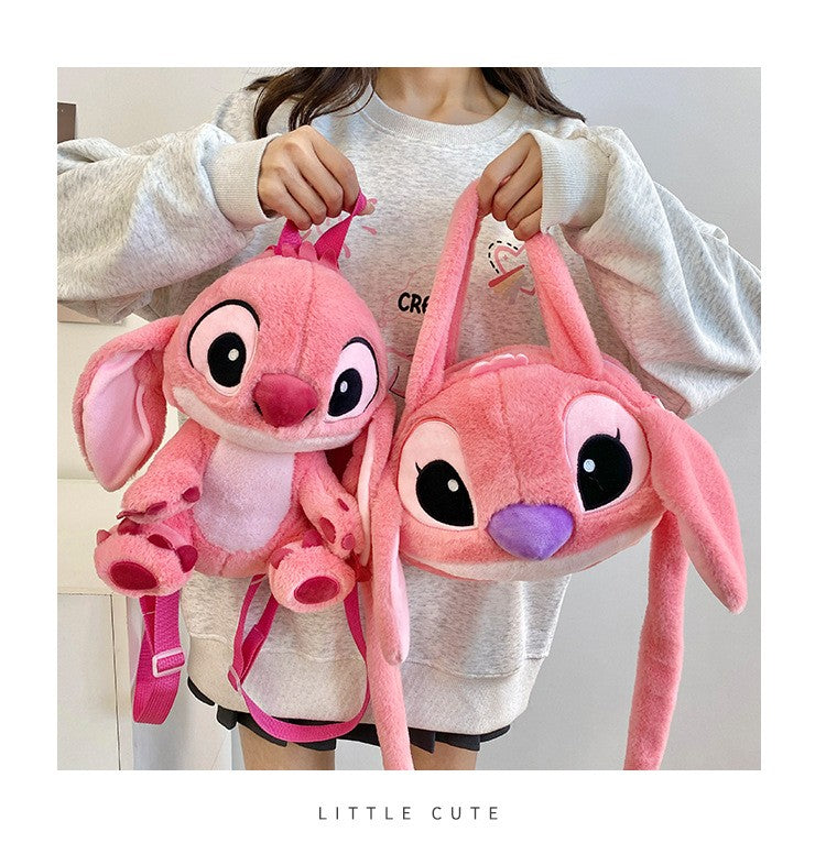 Kawaii Disney Stitch Bag Plush Backpack Bagpack Double Shoulder Crossbody Bag Storage Pouch Plushie Anime Toy Gift for Girls