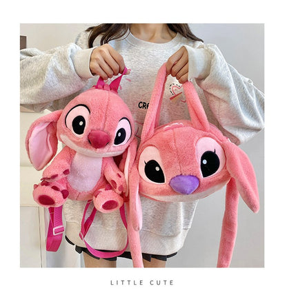 Kawaii Disney Stitch Bag Plush Backpack Bagpack Double Shoulder Crossbody Bag Storage Pouch Plushie Anime Toy Gift for Girls