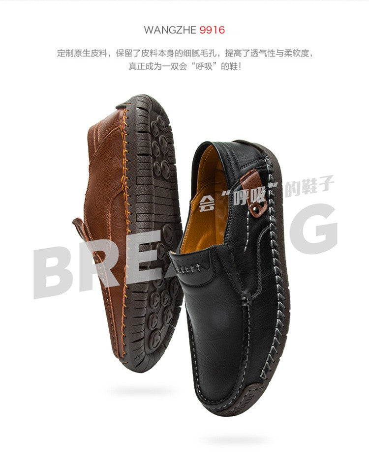 Novos Sapatos Masculinos de Couro Feitos à Mão Casuais Confortáveis Mocassins Masculinos de Couro Slip On Sapatilhas Masculinas Venda Quente Calçados para Caminhada ao Ar Livre