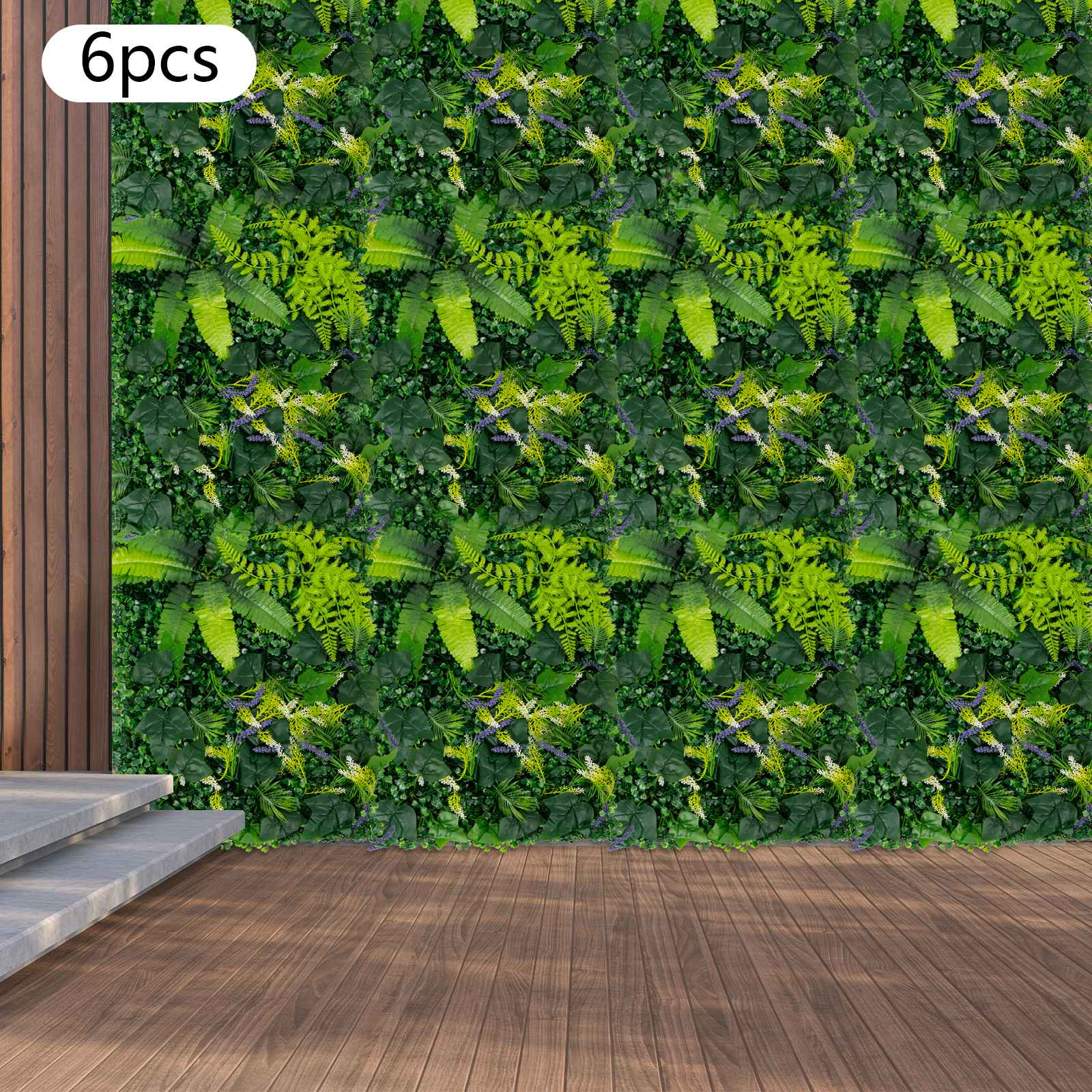 6 Pack Artificial Greenery Wall 60x40cm Faux Plant Panel for Garden Balcony Porch Wedding Party Indoor Outdoor Decoration