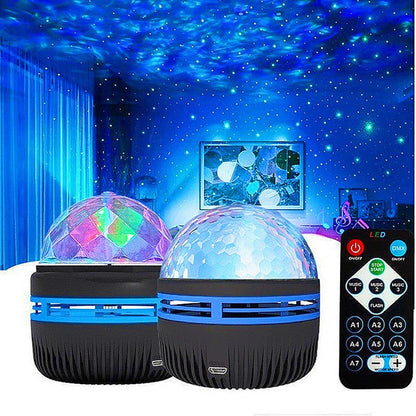 USB Galaxy Projector Aurora 5V Night Light 360° Rotating GB Colorful NightLights with Remote Control for Home Theater Room Deco