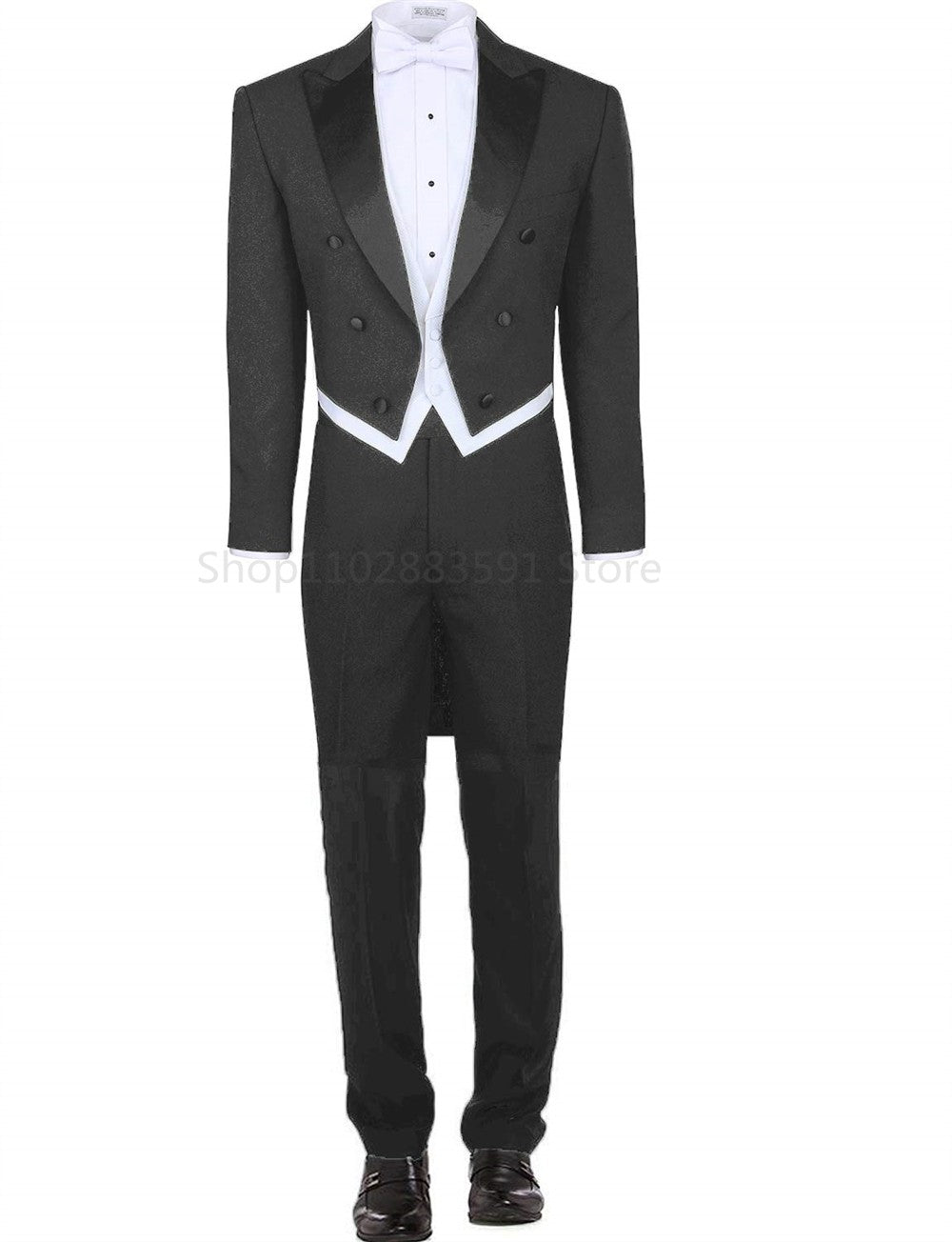 Solid Color Formal Tailcoat Men Suits Slim Fit Wedding Tuxedo Italian Style Custom 3 Piece Prom Dinner Jacket With Vest Pants