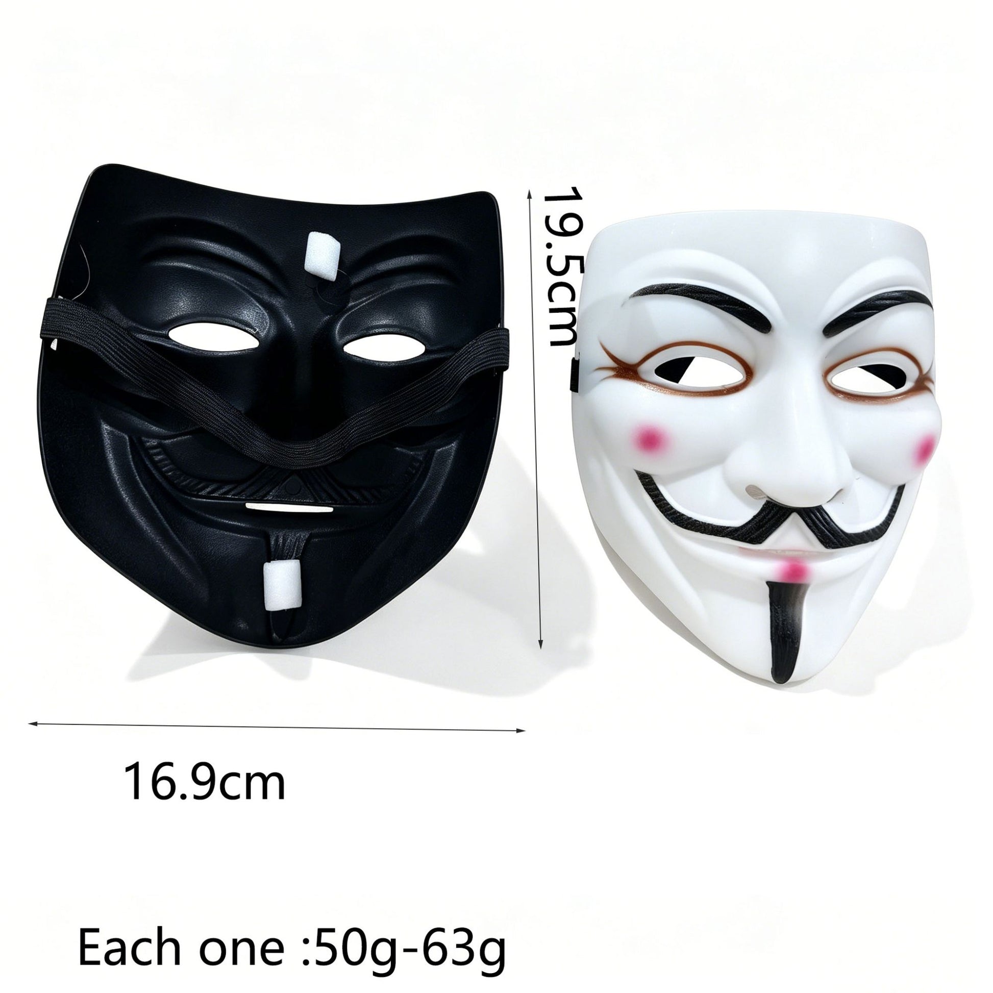 2Pcs Thickened Matte Hard Plastic Party Mask For Man Women Strap Retro Smiling Face Design Halloween Cosplay Masquerade