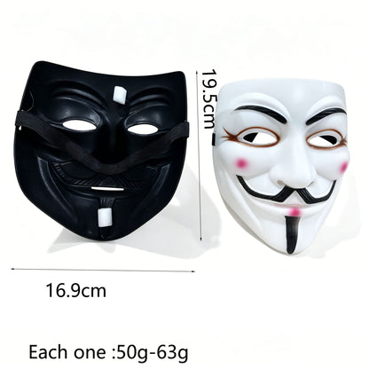 2Pcs Thickened Matte Hard Plastic Party Mask For Man Women Strap Retro Smiling Face Design Halloween Cosplay Masquerade